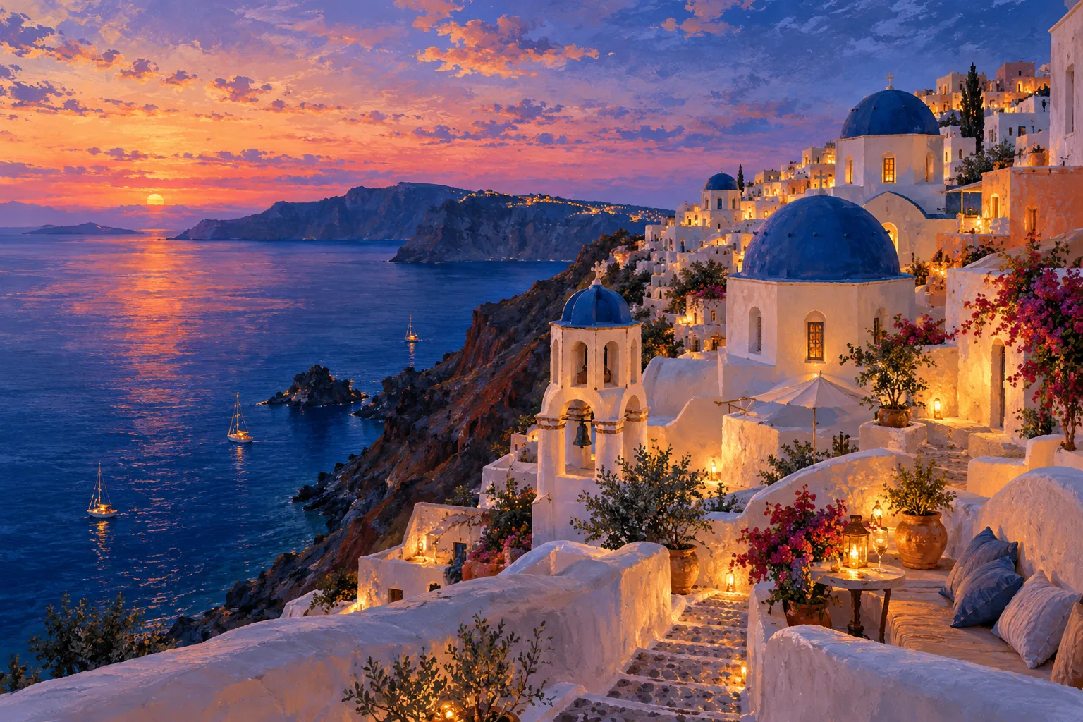 Oia at dusk — Santorini